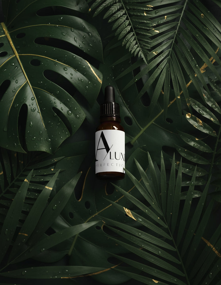 Brown bottle with a white label featuring the letter 'A' on a grassy background