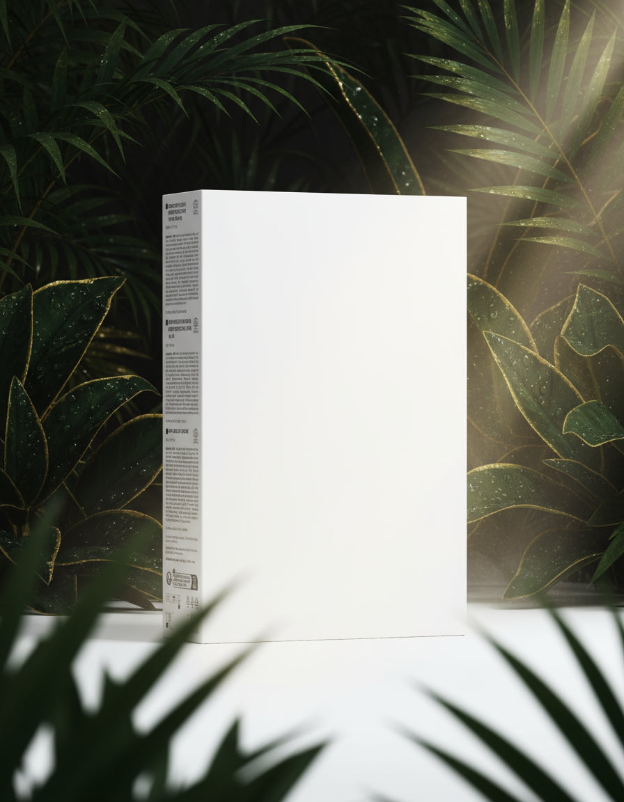 Tall rectangular box with text on a white background