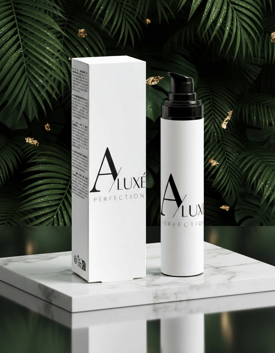 Aluxé Perfection skincare product and packaging on a white background