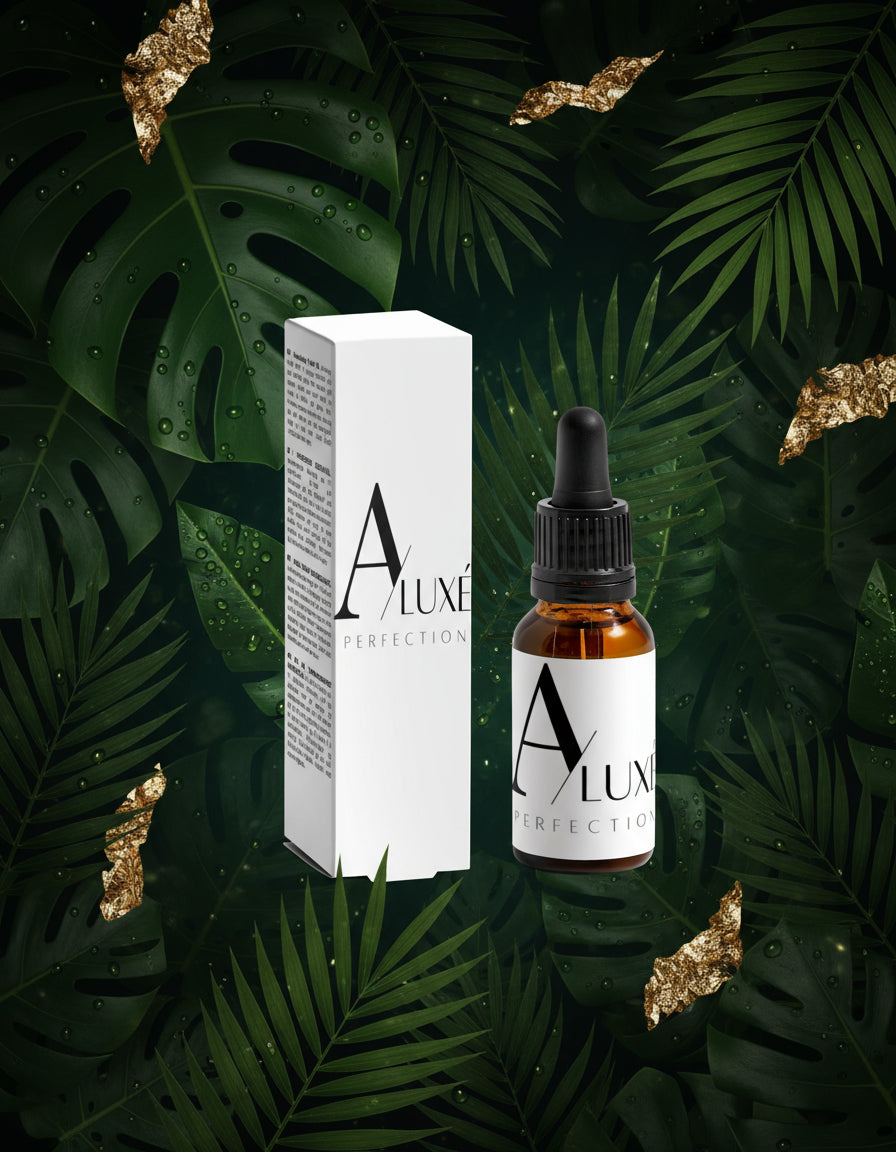 A Luxe bottle and box on a white background