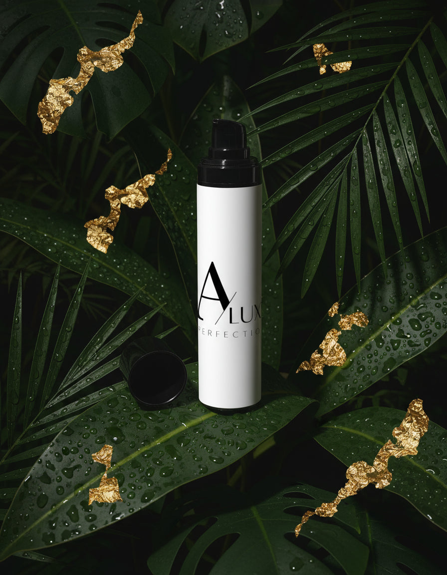 White spray bottle with black cap on a wooden surface